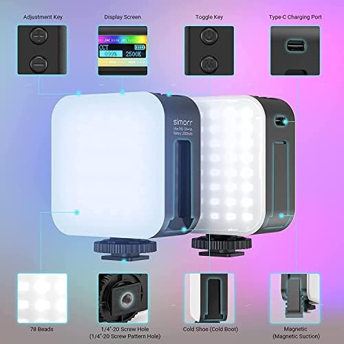 Przenośna lampa wideo RGB, proste dwustronne światła P80, aparat LED światła adsorpcja magnetyczna, 2500-9000K, 360° pełne kolorowe oświetlenie fotograficzne