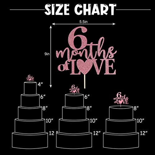 6 Months of Love Cake Topper - Rose Red Glitter 1/2 Birthday Baby Shower Party Decorations, First Birthday Cake Decoration, Baby's Half Year Old Birthday Party Supplies, Photo Booth Props by YESSWL - Image 4