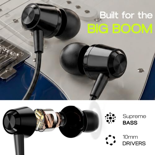 Image of GOBOULT WiredX 500 Earphones with Type-C Input, 13mm Bass Drivers, Inline Controls, IPX5, Earphones Wired Headphones with mic