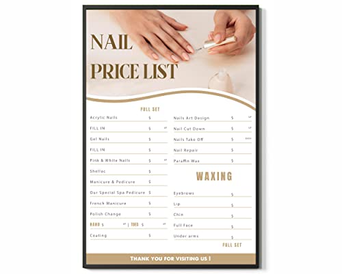 Nail Salon Price Poster Nails Menu Quotation Wall Sign Beautiful Colorful List Of Price Wall Print Beauty Center Aesthetic Wall Decor For Home Living Room Bedroom Office Poster UNFRAMED