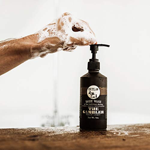 The Gambler Bourbon-Inspired Natural Body Wash - The Luckiest Scent Around - Whiskey, Old-Fashioned Tobacco, And A Hint Of Leather - Men's Or Women's Body Wash - 8 Fl. Oz. - Outlaw #TOP1