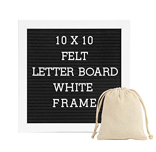 G GAMIT Letter Board Sign White Frame 10x10 - Felt Letter Board Baby Announcement Board with Typewriter Letters, White Letter Board Sign Board&Message Board with Stand and Canvas Bag.