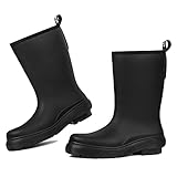 DKSUKO Women's Mid Calf Rain Boots Thick Sole Garden Boots Waterproof Knee-high Boots