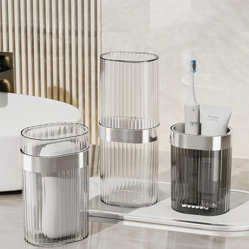 Travel Toothbrush Cup Case, Toothbrush Travel Container Portable Travel Toothbrush Holder Toothpaste Storage for School Camping Business Trip Bathroom (White) — view 6