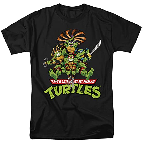 T-shirt TMNT Manga Turtles Mixte Noir par LOGOVISION en coton confortable