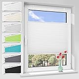 Zarnan Plissee ohne Bohren Klemmfix,Weiß 80x200cm(BxH),Plisseerollos Faltrollo mit Klemmträger easyfix,Jalousie Sichtschutz und Sonnenschutz Rollo für Fenster & Tür