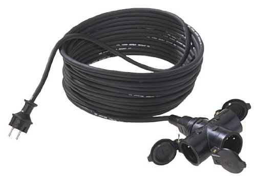 Bachmann 343.176 Schuko-Verlängerung, 3-fach, 25,0 m schwarz mit Deckel
