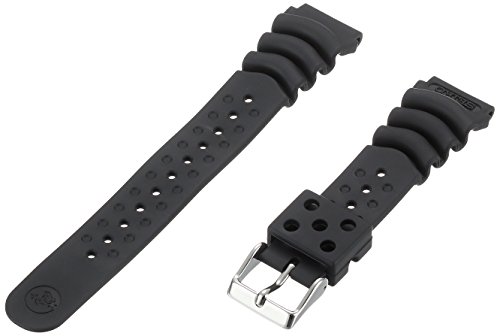 Genuine Synthetic Rubber Black Divers 20mm Watch Band by Seiko -  849252001270