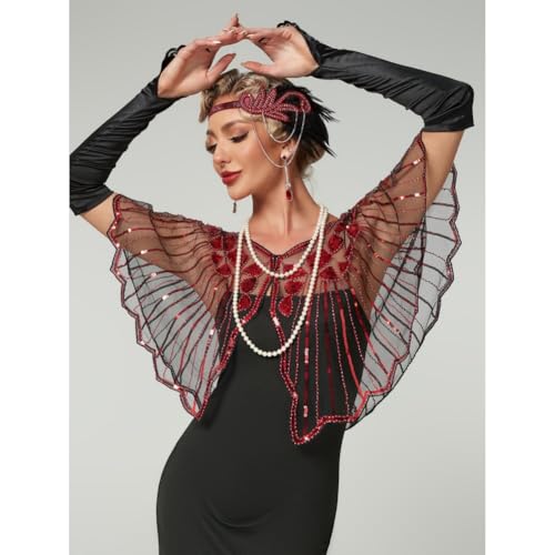 Beaded Shawls for Evening Dresses, Sequin Beaded Evening Cape, Bridal Shawl, Sequin Flapper Shawls for women Formal Party2