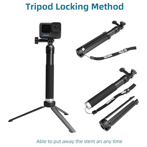 Auykoo Teleskop Selfie Stick mit Stativ für GoPro-Kameras