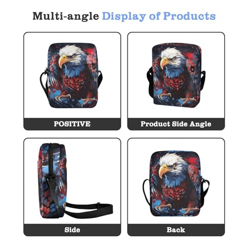 Crossbody Bag Bald Eagle 4th Of July Independence Messenger Bag for Women Men Purse Shoulder Bag Satchel Bag with Adjustable Strap 214B07084