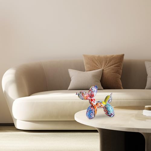 JJIW Moderne Luftballon Hund Skulptur, Kreative Ballon Hund Skulptur, Bunte Ballon Hund Ornamente FüR Weinschrank Wohnzimmer Schlafzimmer (Graffiti)