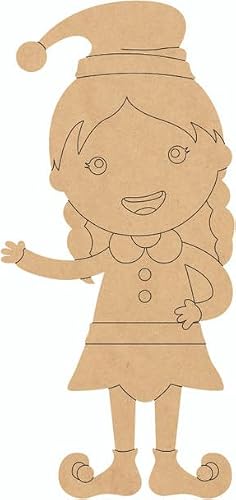 Girl Christmas Elf Craft 2" Cutout, Blank Paint by Line Shape, DIY MDF 1/8"