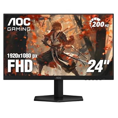 AOC 24G42HE 24 inch Gaming Monitor 1920x1080 200Hz, IPS Panel, Console Gaming Ready, Full HD, 3-Sided Frameless, 1x HDMI 2.0, 1x Display Port, 3-Year Zero-Bright-Dot