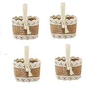 Hochzeit Streukörbchen Geflochtener Blumenkorb 4Pcs Hochzeitskorb Geflochtener Blumenkörbe aus Jute für Hochzeite Hochzeitskorb Geflochtener Hochzeit Mädchen Braut Blume Korb Dekoration