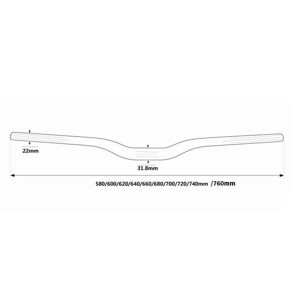 Manubrio Riser In Fibra Di Carbonio 31,8 Mm MTB/BMX/manubrio Bici Pieghevole 580/600/620/640/660/680/700/720/740/760 Mm Barra Extra Lunga Nero(580mm)