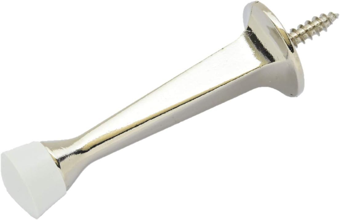 QCAA Rubber Tip Heavy Duty Solid Rigid Door Stop, 3", Zinc Die Cast, Brass Plated, Made in Taiwan, 20 Pack