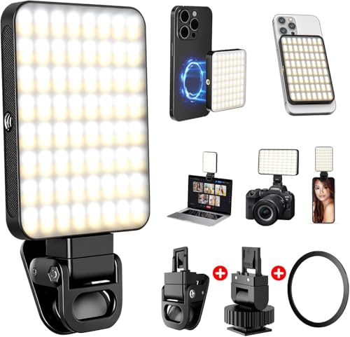 Lumière Selfie Light,magnétique Lampe à Selfie Flash Portable 3 Modes d'éclairage ajustés et 10 Niveaux de luminosité pour téléphone, Caméra, TikTok (Black)