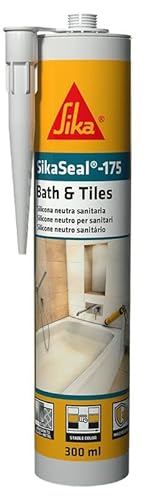 SIKA - Scellant silicone pour pièces humides - SikaSeal-175, Gris - Résistant à l'eau - Idéal pour les joints dans les salles de bains et les cuisines - Forte adhérence - Faible et sans solvant - 300