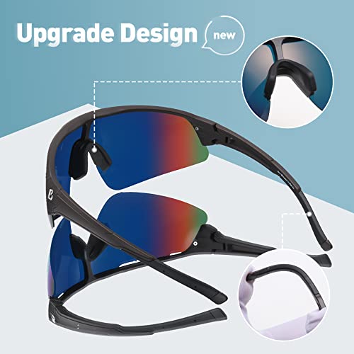 Image of Polarized Sports Sunglasses Wraparound Design TR90 Lightweight Frame With UV 400 Protection Glasses for Women Men