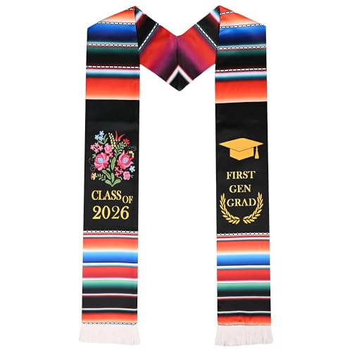 Nicuoyid Mexico First Generation Graduation Stole with White Tassels Class of 2026 First Gen Mexican Graduation Sash for High School & College Graduates