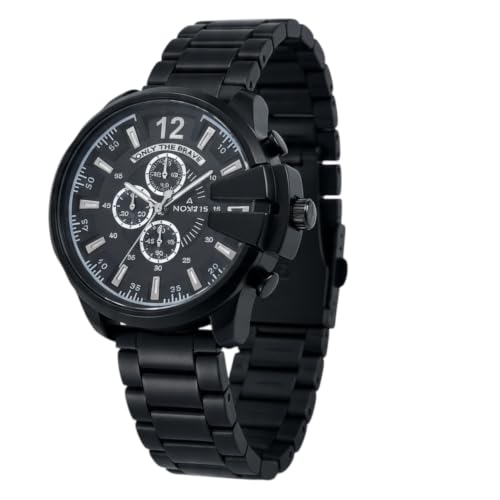 Image of Stylish Modern Armor Chronograph Wrist Watch for Men | Heavy Dial Stylish Analog Watch | Premium Black Metal Strap | Available in Black & White Dial inch
