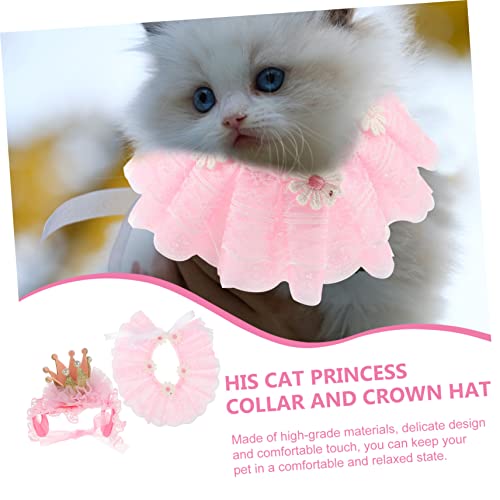 Collier de chat robuste avec chapeau rose, parure esthétique pour animaux de compagnie - 2