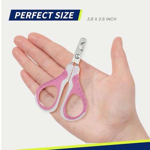 Image of WePet Pet Nail Clippers U07.1, Professional Claw Trimmer, Bended Scissor Special for Cats, Kittens, Dogs, Puppies, Small Animals, White /Thulian Pink