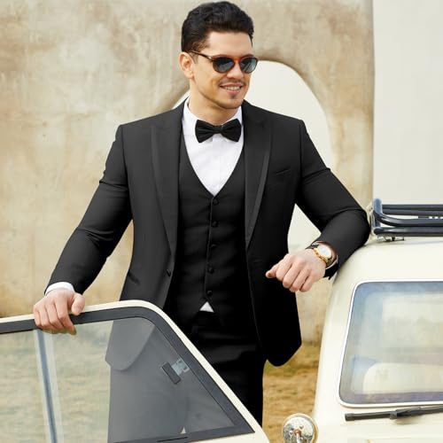 WEEN CHARM Men's 3 Piece Suit One Button Blazer Jacket Vest Pants Set Slim Fit Formal Wedding Business Suit Tuxedo Suit3