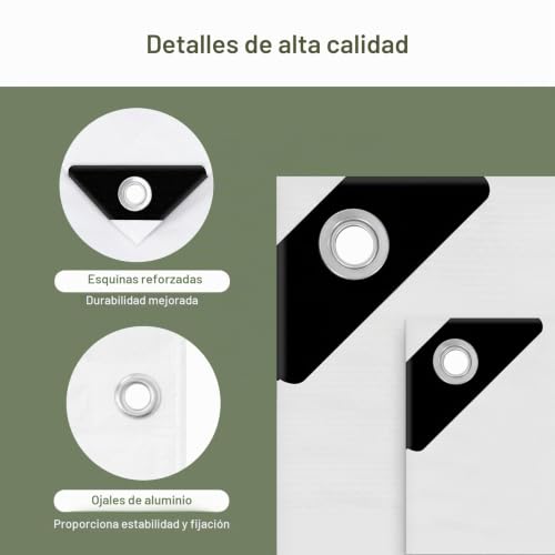 Miniatura 5 de Woltu Lona Impermeable Exterior 3x6 M De Pe 140 G M , Lona Protectora Resistente A Intemperie Y A Rayos Uv, Para Jardín, Piscina Y Remolque, Blanco