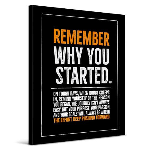 awdschkj Motivational Inspirational Canvas Wall Art Decor Framed for Home Office 8x10, Remember Why You Started Wall Decor Poster Prints Artwork for Workplace Gym