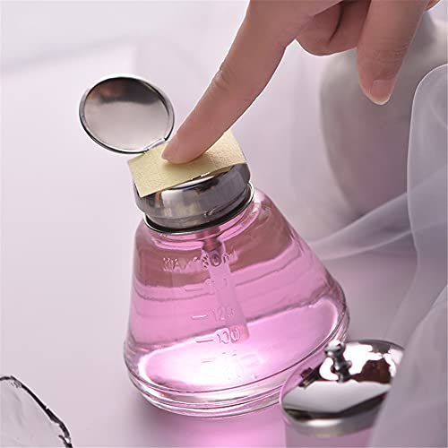 2Pcs/Kit Nail Acrylic Liquid Pump Dispenser 180ML Empty Pump Dispenser for Nail Art Polish Glass with a nail powder Cup with Lid