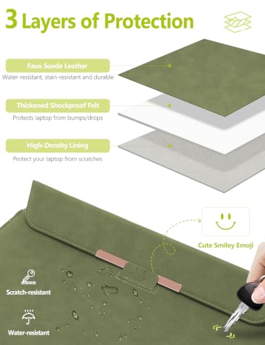 Housse MacBook Air 15 et Surface Laptop en vert olive avec support intégré - 3