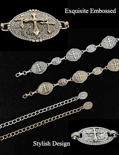 TOPACC Western Metal Concho Belts for Women Boho Cowgirl Chain Belt for Dresses Jeans Country Concert Outfit2