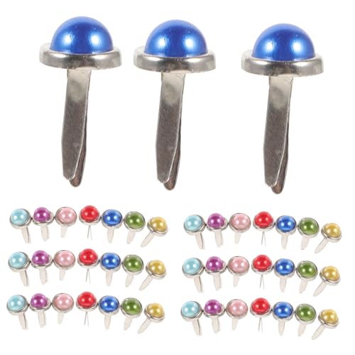 Housoutil Scrapbooking Brads 50pcs Metal Pearl Brads Mini Round for Embellishments 6x13mm Vibrant Colors