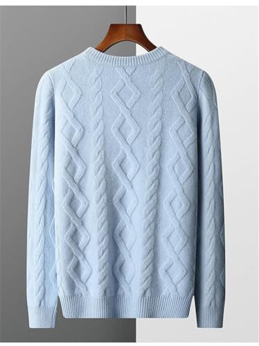 DBFBDTU Men's Crewneck Wool Twisted Flowers Sweaters Thick Loose Pullover Knitted Long-Sleeve Jumpers4