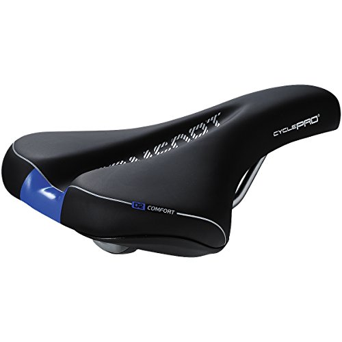 CYCLE PRO 自転車 サドル コンフォート用 安定感お尻に優しい ブラック/ブルー 382g スチールレール ロード マウンテン MTB クロスバイク CP-SD6335