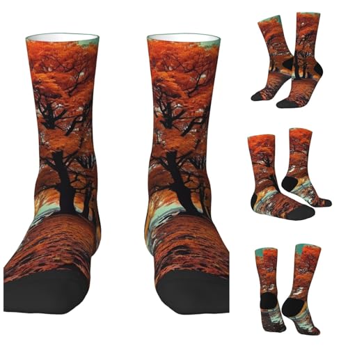LZQPOEAS Maple tree in autumn Athletic Socks Unisex Cushioned Crew Socks Hiking Running Calf Sock Soft Above Ankle Sock