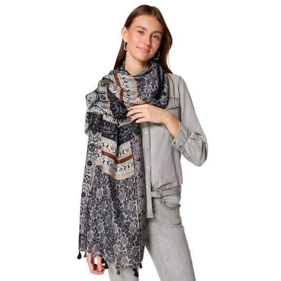 Women's Lightweight Colorful and Stylish Shawls With Tassels-Perfect Shoulder Covers For Spring and Fall