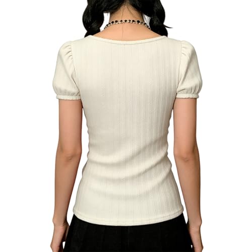 Image of Fairy Grunge Y2k Shirts Vintage Crop Tops Short Sleeve Girls Slim Fit Tees