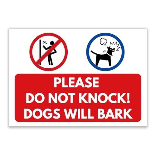 Image of LP Lifestyle Please Do Not Knock Sign Dogs Will Bark Durable Weatherproof Rust-Free Waterproof PVC Door Gate Warning Notice Home Security Sign No.494 (A6 (105mm x 148mm) – No Holes)