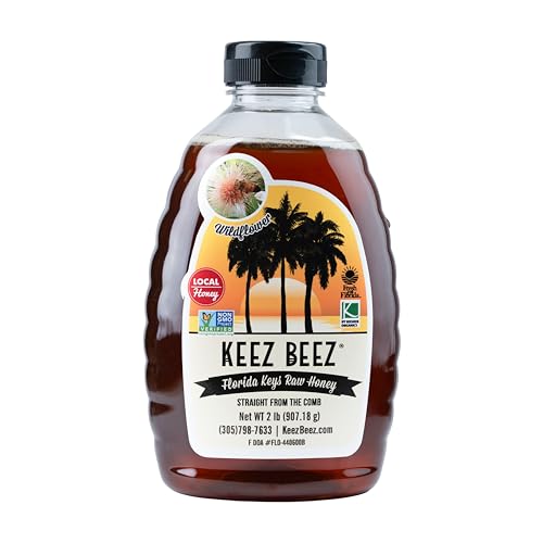 KEEZ BEEZ 100% Natural Raw Black Honey – Wildflower 32 fl oz (2 lb) in Squeeze Bottle – Organic, Non-GMO, Kosher Certified, Bulk Family Size, Perfect for Recipes and Baking