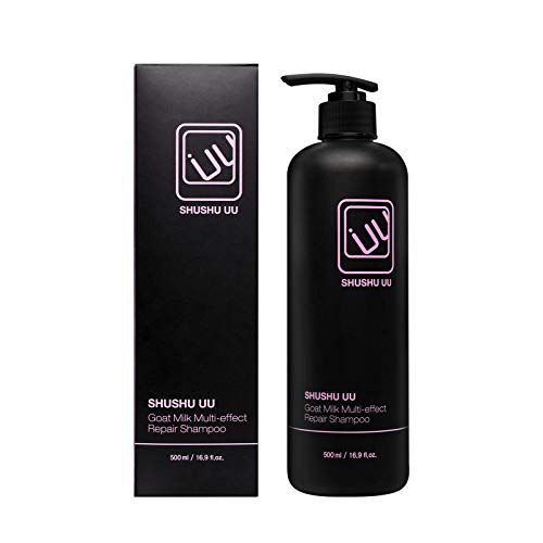 SHUSHU UU Multi Effect Premium Goat Milk Shampoo Multi-Repair Scalp and Hair (Black Pink 500ml)