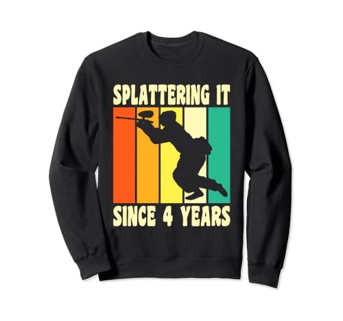 Happy 4 Birthday 4 Year Old Retro Paintball 4th Birthday Sweatshirt