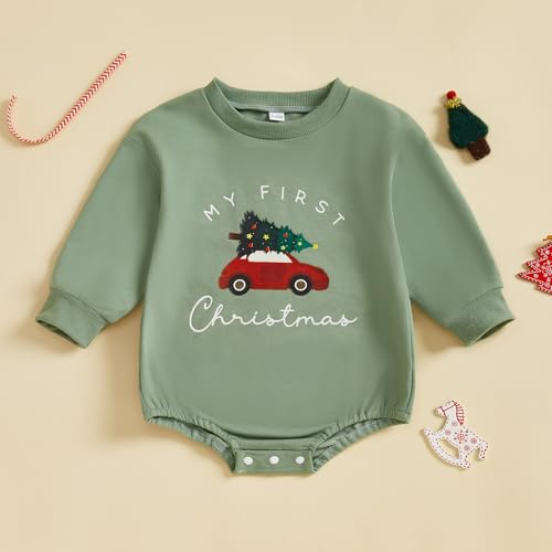 Eadrioss My First Christmas Outfit Infant Baby Boy Girl 1st Christmas' Outfits Rompers Shirts Newborn Winter Clothes 3M 6M4