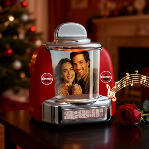 SOUFEEL Custom Jukebox Retro Speaker Personalised Song & Photo Music Player Customize Vintage Tabletop Speaker with Radio Unique Anniversary for Couples Men Women