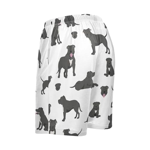 Aflyko Animal Men's Pajama Bottoms Pit Bull Dog Black Loungewear Sleepwear Shorts S-XXL4