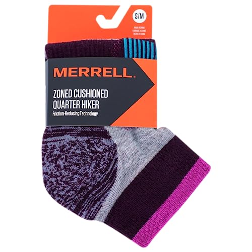 Image of Merrell Unisex Men's and Women's Zoned Cushioned Wool Hiking Ankle Socks - Breathable Arch Support