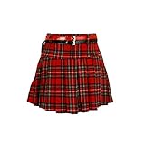  Mini Rock Schotten Karo Damen Rot Kariert Kilt Faltenrock Plisseerock Karneval (36)