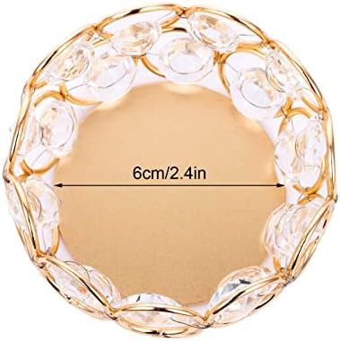 Sziqiqi Crystal Tea Light Candle Holders Set of 6 - Small Votive Tealight Candle Holder for Wedding Birthday Christmas Party Festival Round Decorative Home Table Centerpiece Bulk, 8cm, Gold Rim